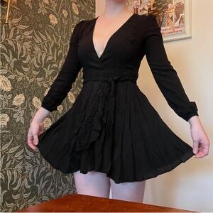 Small Ecoté (Urban Outfitters) black wrap dress
